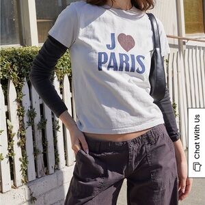 Brandy Melville White and Black 'I Love Paris' Tee